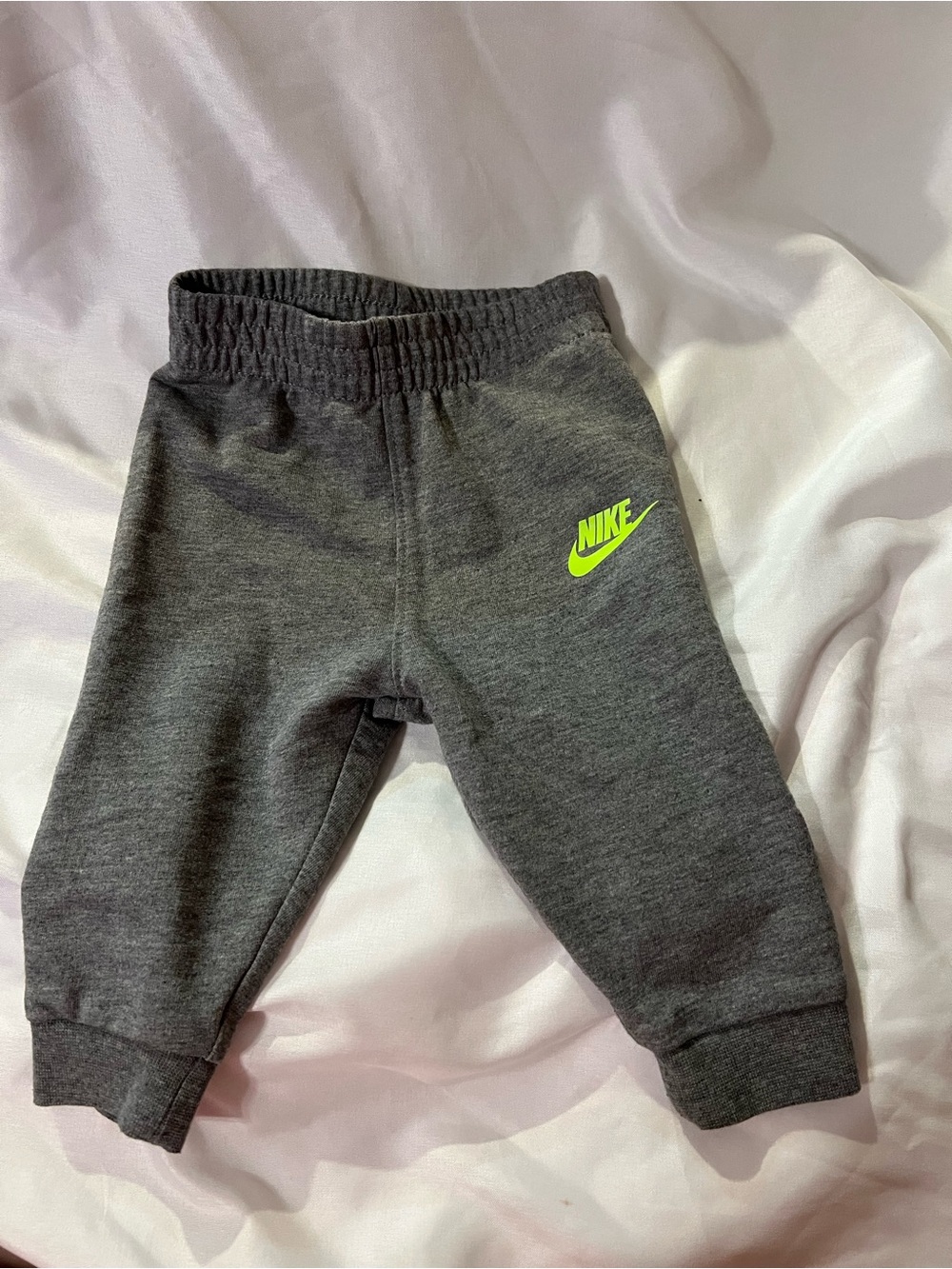 Nike Kids Dark Gray Joggers with Neon Green Logo